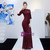 In Stock:Ship in 48 Hours Burgundy Mermaid Sequins Half Sleeve Prom Dress