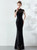 In Stock:Ship in 48 Hours Sexy Black Mermaid Sequins Cap Sleeve Prom Dress