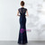 In Stock:Ship in 48 Hours Sexy Navy Blue Mermaid Sequins Cap Sleeve Prom Dress