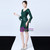 In Stock:Ship in 48 Hours Green Sequins V-neck Long Sleeve Short Prom Dress