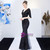 In Stock:Ship in 48 Hours Black V-neck Sequins Short Sleeve Prom Dress