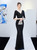 In Stock:Ship in 48 Hours Black V-neck Sequins Short Sleeve Prom Dress