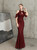 In Stock:Ship in 48 Hours Cheap Burgundy Sequins Mermaid Prom Dress