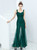 In Stock:Ship in 48 Hours Green Straps Sequins Prom Dress With Split