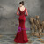 In Stock:Ship in 48 Hours Burgundy Mermaid Satin Long Sleeve Appliques Beading Prom Dress