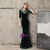 In Stock:Ship in 48 Hours Green Mermaid Velvet Half Sleeve Beading Prom Dress