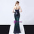 In Stock:Ship in 48 Hours Navy Blue Green Mermaid Sequins Spagehtti Straps Prom Dress