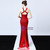 In Stock:Ship in 48 Hours Red Mermaid Sequins Halter Prom Dress