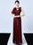 In Stock:Ship in 48 Hours A-Line Burgundy Sequins Long Prom Dress
