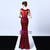 In Stock:Ship in 48 Hours Burgundy Mermaid Sequins Beading Formal Prom Dress