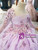 Purple Ball Gown Tulle Appliques Sequins Long Sleeve Flower Girl Dress