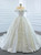 White Ball Gown Tulle Sequins Off the Shoulder Pearls Wedding Dress