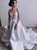Illusion Long Sleeve Satin Sweep Train Romantic Sheer Lace Wedding Dress