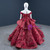 Burgundy Ball Gown Tulle Appliques Off the Shoulder Flower Girl Dress