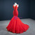 Red Mermaid Tulle Off the Shoulder Appliques Beading Prom Dress