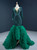 Green Mermaid Sequins Tulle Long Sleeve Hi Lo Crystal Prom Dress