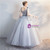In Stock:Ship in 48 Hours Gray Tulle Appliques V-neck Quinceanera Dress
