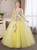 In Stock:Ship in 48 Hours Yellow Tulle Appliques Long Sleeve Quinceanera Dress