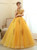 Amazing & Affordable In Stock:Ship in 48 Hours Gold Tulle Appliques Off the Shoulder Quinceanera Dress