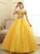 We Provide In Stock:Ship in 48 Hours Gold Tulle Off the Shoulder Quinceanera Dress