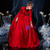 Burgundy Ball Gown Satin Long Sleeve Lace Drama Show Vintage Gown Dress