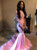 Be The Prom Queen In Pink Mermaid Satin One Shoulder Appliques Feather Prom Dress
