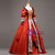 Available In Sizes 0-24 Red Ball Gown Satin Lace Square Short Sleeve Rococo Costume Dress