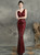 In Stock:Ship in 48 Hours Burgundy Mermaid Sequins V-neck Sleeveless Prom Dress