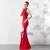 Check Out Entire Collection In Stock:Ship in 48 Hours Red Mermaid Beading Crystal Prom Dress