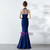 Get Your Discounts In Stock:Ship in 48 Hours Navy Blue Mermaid Beading Crystal Prom Dress