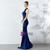 Get Your Discounts In Stock:Ship in 48 Hours Navy Blue Mermaid Beading Crystal Prom Dress