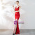 Biggest Sale In Stock:Ship in 48 Hours Red Mermaid V-neck Beading Prom Dress With Split