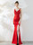 Biggest Sale In Stock:Ship in 48 Hours Red Mermaid V-neck Beading Prom Dress With Split