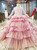 Hottest Items Pink Tulle Tiers Long Sleeve V-neck Beading Sequins Flower Girl Dress