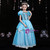 Blue Satin Puff Sleeve Sequins Lace Rococo Baroque Costume Dress