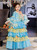 Sky Blue Ball Gown Satin Lace Long Sleeve Antonietta Costume Dress