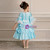 Blue Ball Gown Satin Lace Short Sleeve Maria Antonietta Vintage Dress