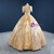 Be The Prom Queen Gold Ball Gown Sequins Sweetheart Neck Pleats Long Wedding Dress