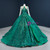 Wide Range Of Green Sequins Satin Long Sleeve Scoop Pleats Prom Dress