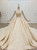 We Offer a Large Numbers Of Dark Champagne Tulle Sequins Beading High Neck Long Sleeve Wedding Dress