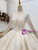 Best Discount And High Quality Light Champagne Tulle Sequins Long Sleeve Beading Wedding Dress