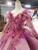 Best For You Purple Tulle Sequins 3D Flower Beading Ruffles Long Sleeve Prom Dress