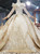 Shops Around The World Gold Tulle Sequins Long Sleeve Pleats Luxury Wedding Dress