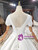 Simple White Satin Puff Sleeve Backless Pleats Wedding Dress