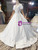 Simple White Satin Puff Sleeve Backless Pleats Wedding Dress