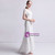 White Mermaid Lace V-neck Short Sleeve Wedding Dress
