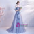 In Stock:Ship in 48 Hours Blue Tulle Off the Shoulder Beading Prom Dress