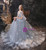 Fashion Gray Dandelion Lace V-neck Beading Back Prom Dress