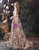 Champagne Tulle Embroidery Short Sleeve Backless Prom Dress