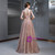 Pink Tulle Sequins Cap Sleeve Backless Appliques Prom Dress